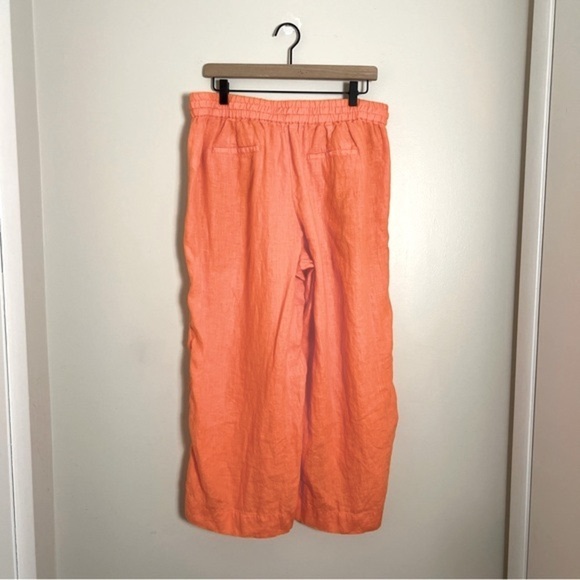 J. Crew Apricot Orange Linen Cropped Pull On Pants Size Large Lagenlook Beachy - Picture 3 of 12